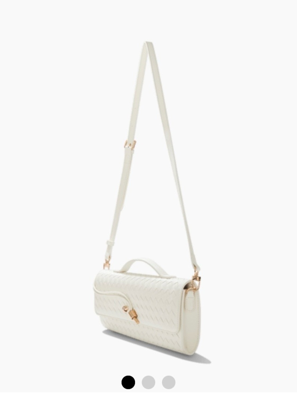 Woven White Clutch with Removable Strap - Picture 3 of 4